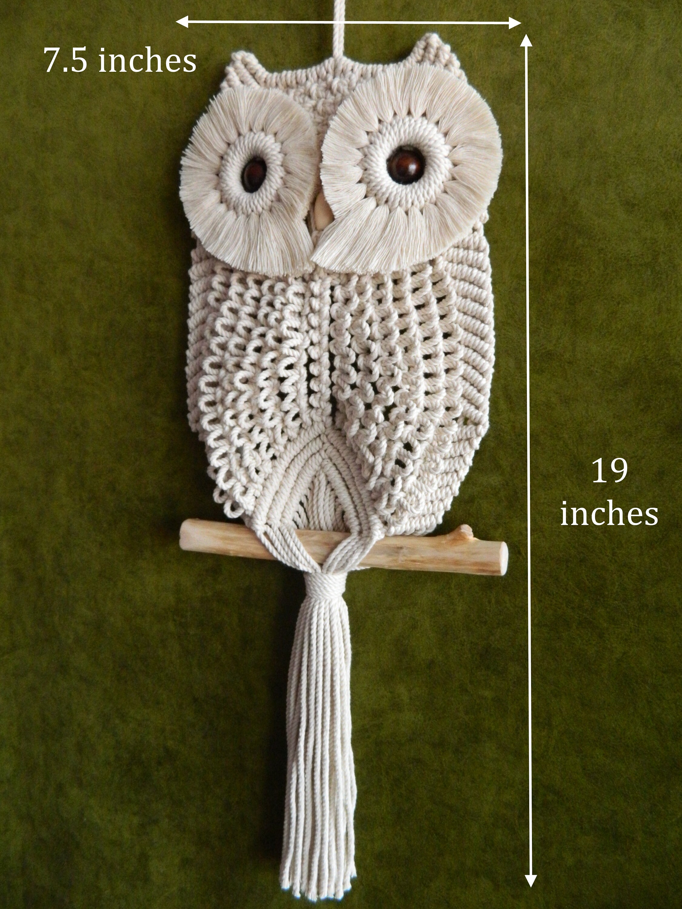 Macrame owl pattern Bohemian bird Wall hanging tutorial Etsy