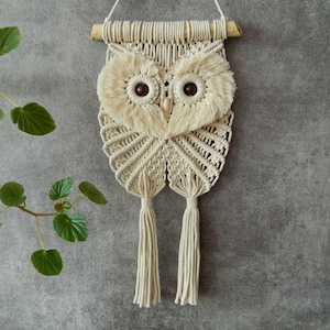 DIY set of 3 easy owl tutorials, Macrame wall hanging patterns for beginners, Cute owlet pattern, Hand woven bird tapestry, Beginner pattern image 6