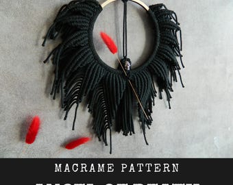 Macrame wreath pattern PDF, Do it yourself gothic angel, Halloween woven tapestry tutorial, DIY