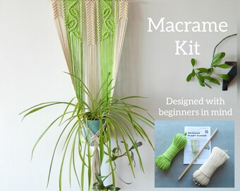 DIY Macrame Plant Hanger Kit, Do it yourself hanging wall planter, Apartment decor