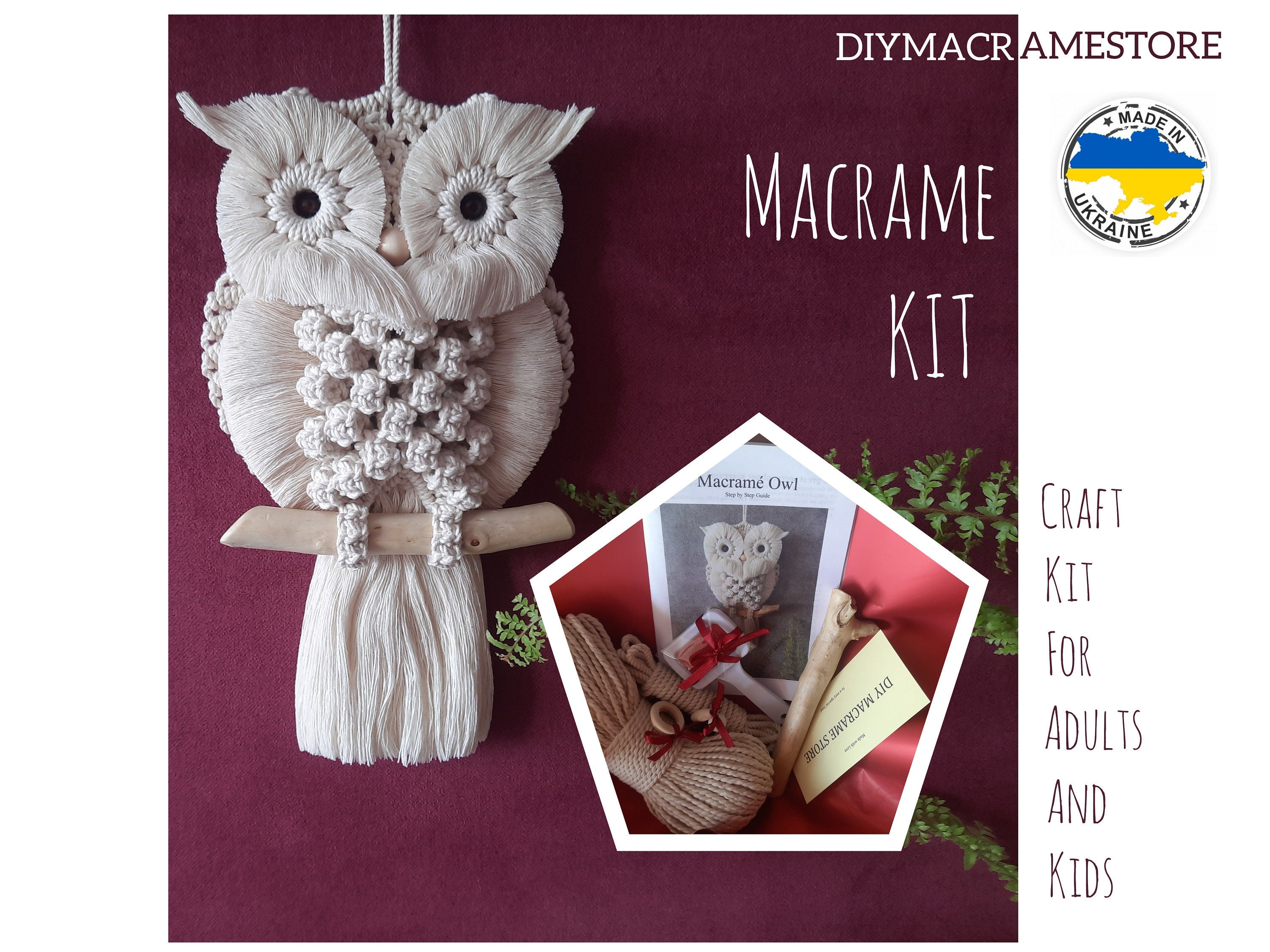 DIY Kits, Macrame Owl Kit Beginner, Macrame Wall Hanging Craft Kit for  Adults and Kids, Boho Wall Art, Gifts for Mom, Thank You Gift 