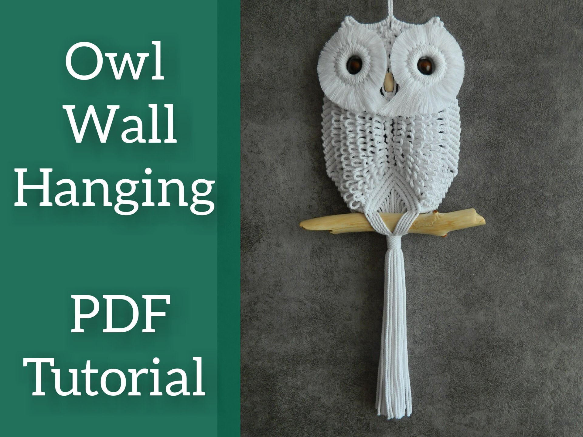 Owl wall hanging PDF pattern Easy macrame tutorial for Etsy