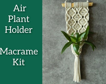 DIY macrame KIT | Easy simple air plant hanger kit for beginners | Macrame instructions, Small plant holder, Gifts for plant lover