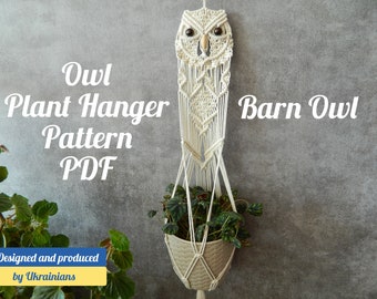 BEGINNER Macrame plant hanger PATTERN / patterns | Wall hanging tutorial | Barn owl | Hanging planter | Do it yourself | Handmade gift