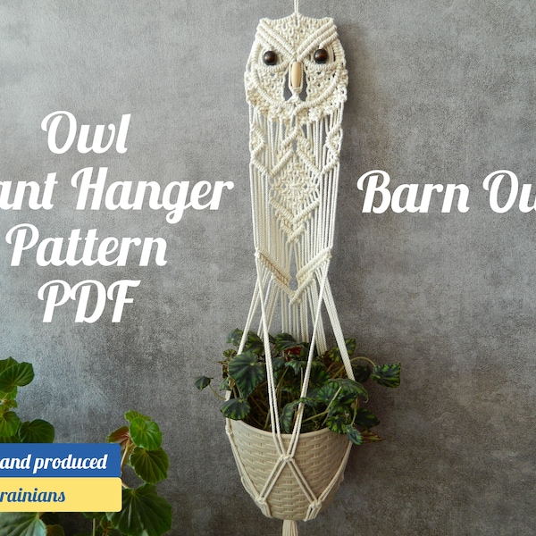 BEGINNER Macrame plant hanger PATTERN / patterns | Wall hanging tutorial | Barn owl | Hanging planter | Do it yourself | Handmade gift