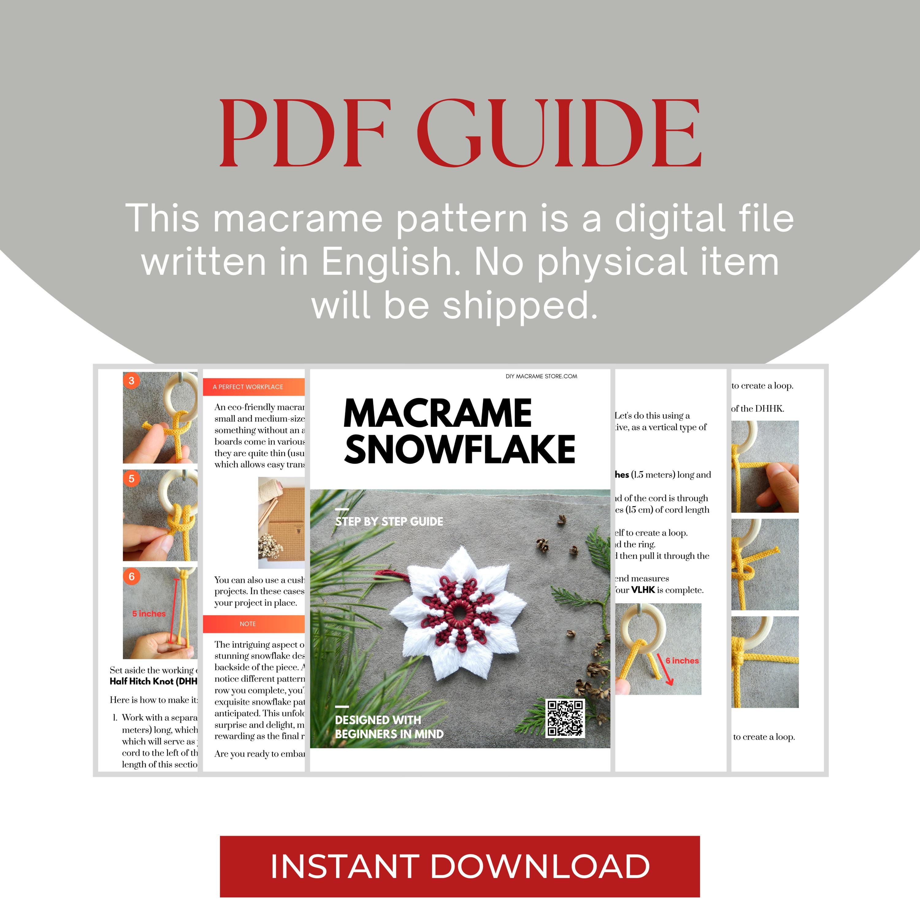 Macrame Pattern, Easy Snowflake Tutorial PDF, Do It Yourself Star ...
