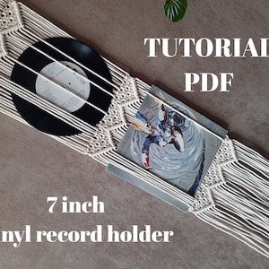 Macrame pattern PDF DIY Vinyl record storage / holder Rope Vinyl display Boho wall art Neutral wall decor Handmade gifts How to image 1