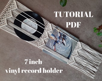 Modello Macrame PDF / Conservazione / supporto per dischi in vinile fai da te / Espositore in vinile in corda / Arte da parete Boho / Decorazione da parete neutra / Regali fatti a mano / Come fare