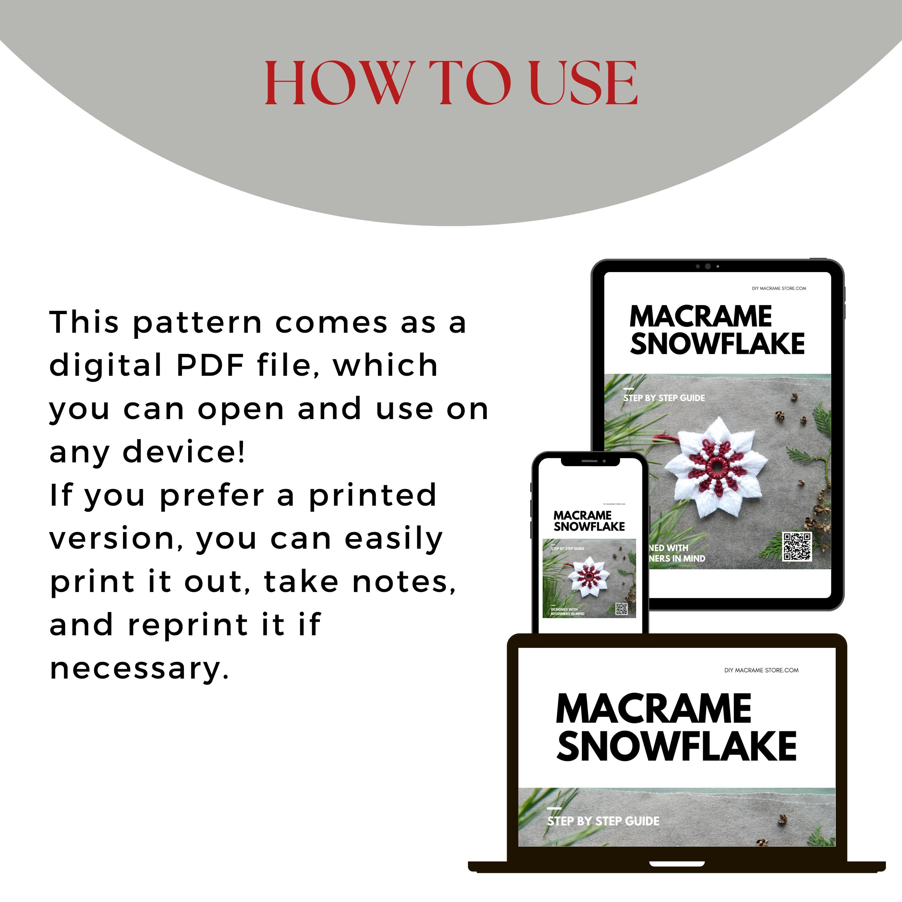 Macrame Pattern, Easy Snowflake Tutorial PDF, Do It Yourself Star ...