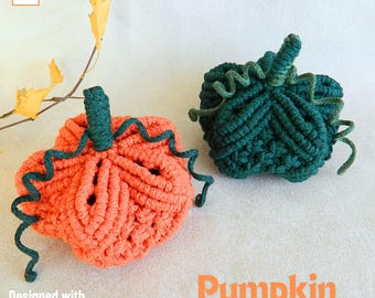Macrame pumpkin pattern, Beginner-friendly tutorial in PDF, DIY autumn decorations, Fall decor