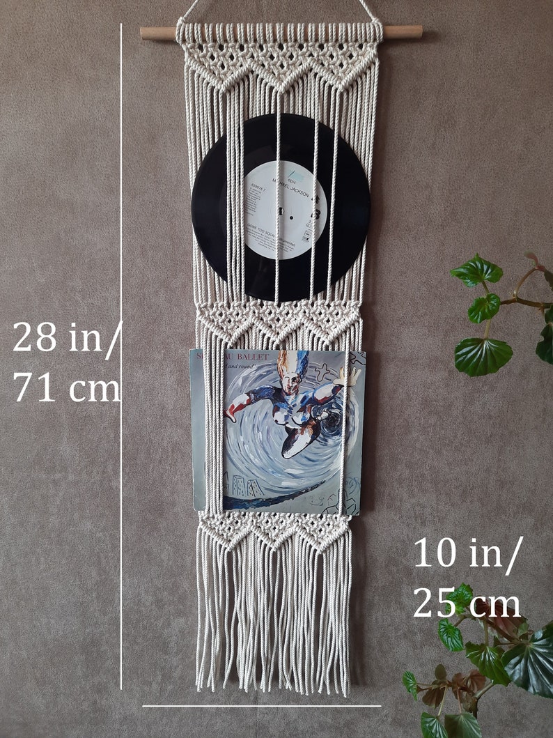 Macrame pattern PDF DIY Vinyl record storage / holder Rope Vinyl display Boho wall art Neutral wall decor Handmade gifts How to image 4