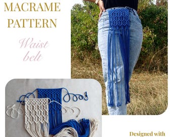Macrame pattern PDF: boho waist belt for dresses, festival and everyday styling