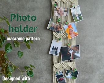 Foto-Display-Makramee-Anleitung PDF, DIY-Bildhaltermuster, Wohnzimmerdekor