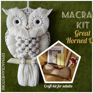 DIY kit | Macrame owl kits for beginners | Do it yourself wall hanging | Handmade home decor | Thank you gift for adults
