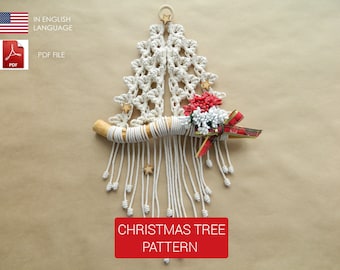 Easy Macrame Christmas Tree Pattern  PDF, Winter Boho Decor, Do It Yourself Wall Hanging