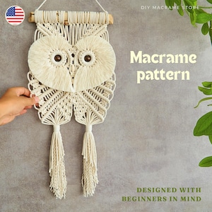 Motif de suspension murale en macramé, tutoriel hibou DIY pour débutants, petite tapisserie, décoration bohème d'appartement