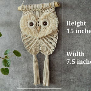 DIY set of 3 easy owl tutorials, Macrame wall hanging patterns for beginners, Cute owlet pattern, Hand woven bird tapestry, Beginner pattern image 7