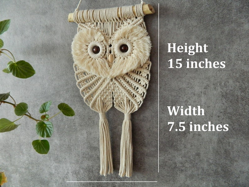 DIY set of 3 easy owl tutorials, Macrame wall hanging patterns for beginners, Cute owlet pattern, Hand woven bird tapestry, Beginner pattern image 7