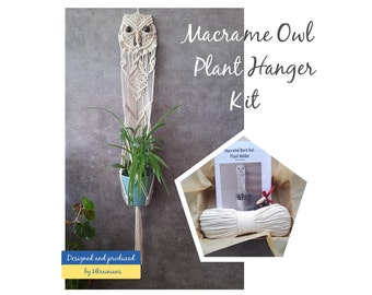 Macrame owl kit for beginner | DIY wall hanging craft kit for adults | Hand woven wall tapestry | Handmade gifts | Do it yourself