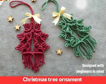 Macrame KIT, Set of 5 macrame Christmas tree ornaments, Do it yourself easy decoration