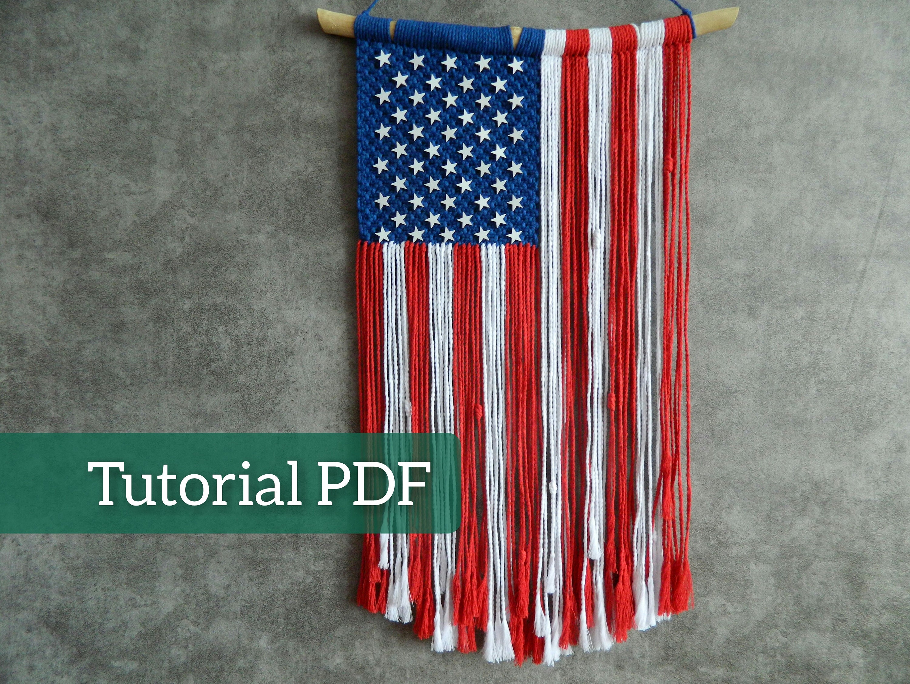 American Flag Large Macrame Wall Hanging Pattern United Etsy