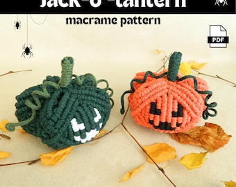 Macrame pumpkin pattern, Easy Halloween tutorial (PDF), Autumn decor