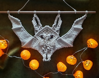 Macrame Bat Pattern: DIY Halloween Goth Decor (PDF Tutorial)