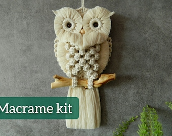 DIY kits, Macrame owl kit beginner, Macrame wall hanging craft kit for adults and kids, Boho wall art, Gifts for mom, Thank you gift