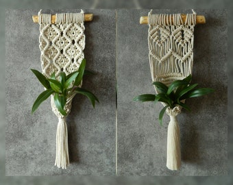 Set of 2 air plant holder patterns, Macrame tutorial, Hanging planter pattern, Plant hanger