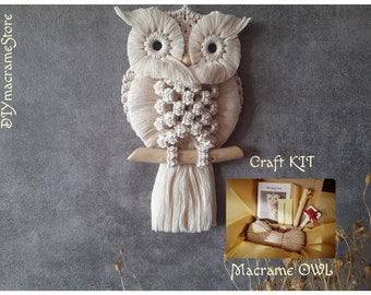 Macrame owl kit | DIY Beautiful small macrame wall hanging | Adult craft kits | Do it yourself | Handmade Christmas / Mother's day gift