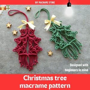 DIY Macrame ornament pattern, Easy Christmas tree ornaments tutorial in PDF, Do it yourself