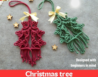 DIY Macrame ornament pattern, Easy Christmas tree ornaments tutorial in PDF, Do it yourself