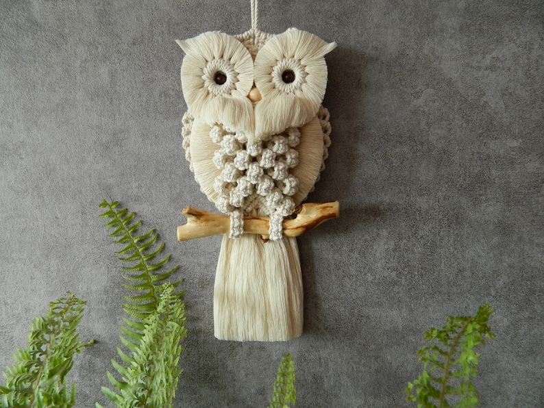 DIY set of 3 easy owl tutorials, Macrame wall hanging patterns for beginners, Cute owlet pattern, Hand woven bird tapestry, Beginner pattern image 4