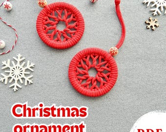 Padrão de enfeite de macramê, Tutorial fácil de bolhas de Natal em PDF, Decoração de Natal, Decorações artesanais