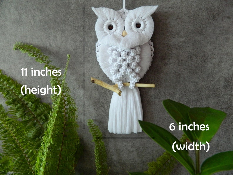 Set fai da te di 2 modelli da appendere alla parete di un gufo, tutorial sul gufo Macrame, simpatico arazzo con uccelli intrecciati a mano, istruzioni Macrame, motivo da parete Boho immagine 4