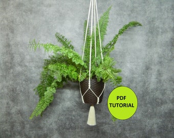 Patroon macramé plantenhanger: grote kwast, boho-decor (pdf-tutorial)
