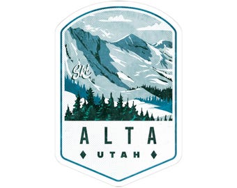 Alta Ski Sticker: Retro WPA Style Vinyl Decal