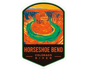Horseshoe Bend Sticker: Retro WPA Style Grand Canyon Hiking & Travel Laptop Decal