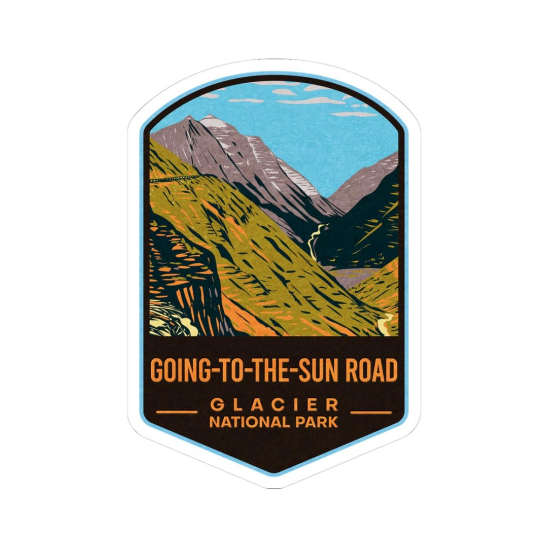 Glacier National Park Sticker: Hand Illustrated Retro WPA Style, Hiking ...
