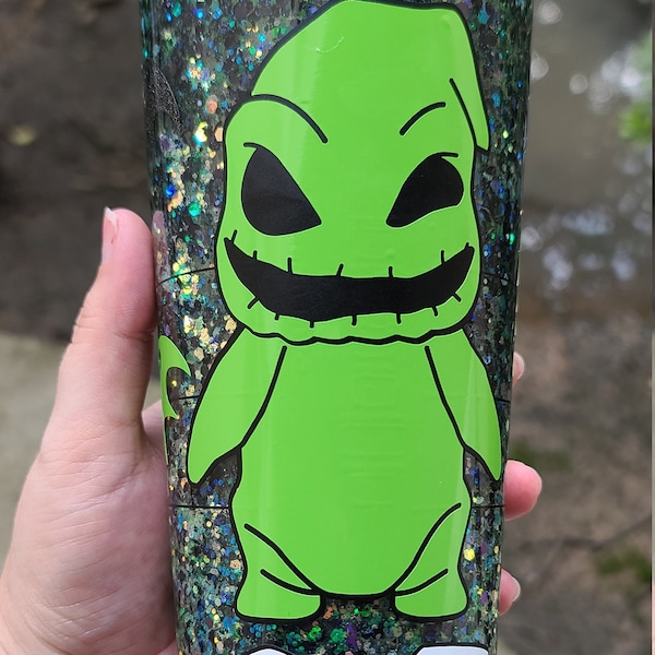 Oogie Boogie Glow-in-the-Dark Glitter tumbler