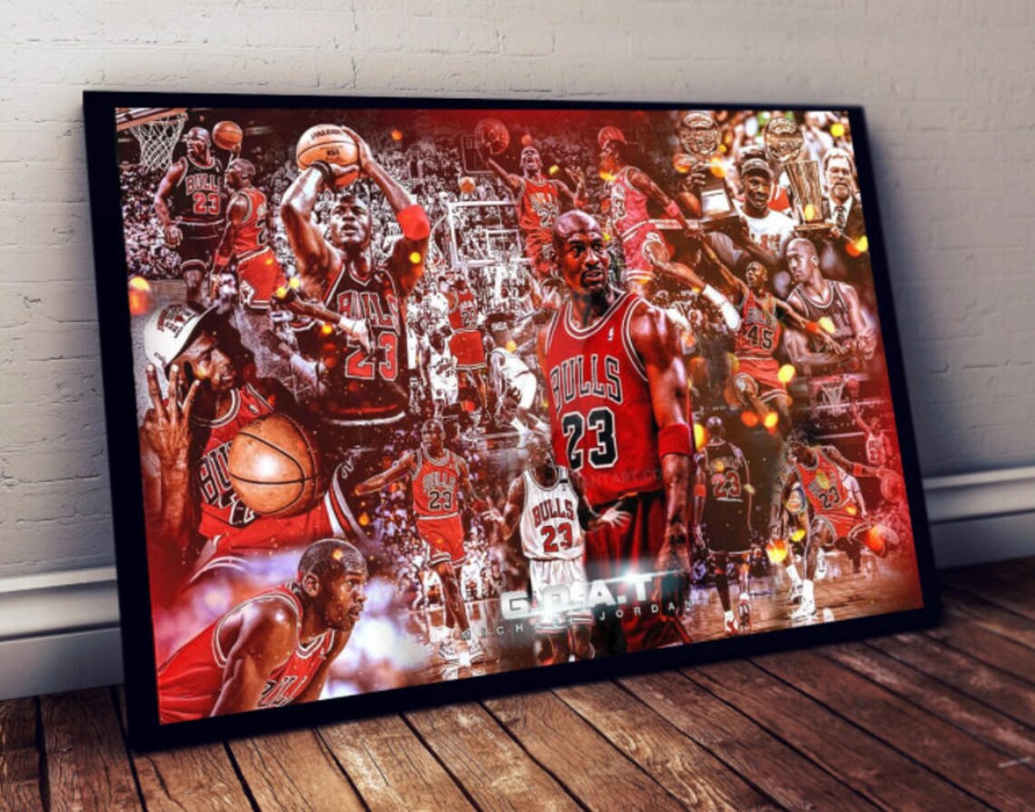 Michael Jordan Poster Chicago Bulls Poster NBA Poster Art Etsy