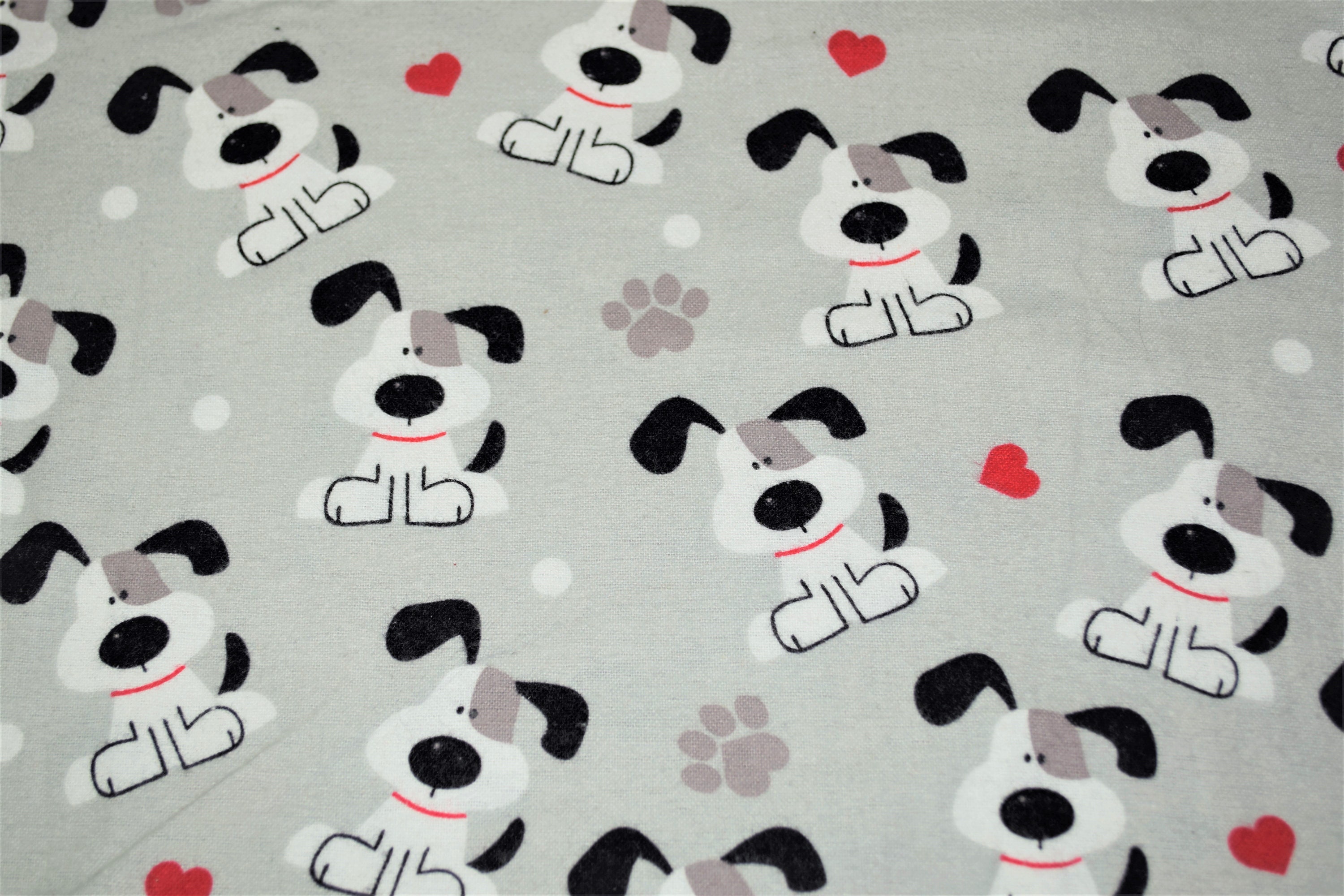 Dog Printed Premium 100 Brushed Flannel Cotton Fabric 112cm Etsy