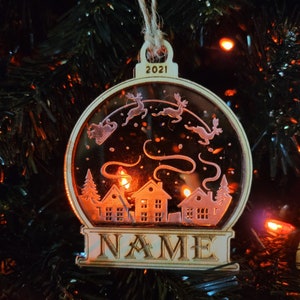 Engraved Wooden & Clear Acrylic Christmas, Holidays Ornament Christmas Tree Ornament Decoration.