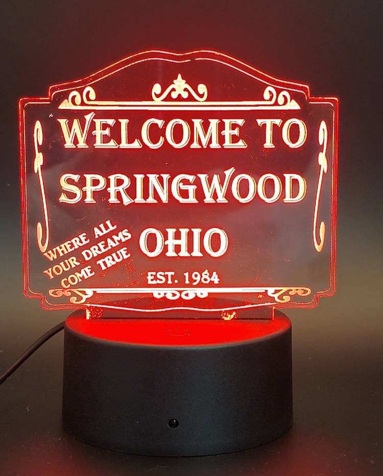 Freddy Krueger's Hometown, Springwood Ohio, horror style Sign , Edge Lit acrylic 3D lamp,multi-collor LEDs with remote