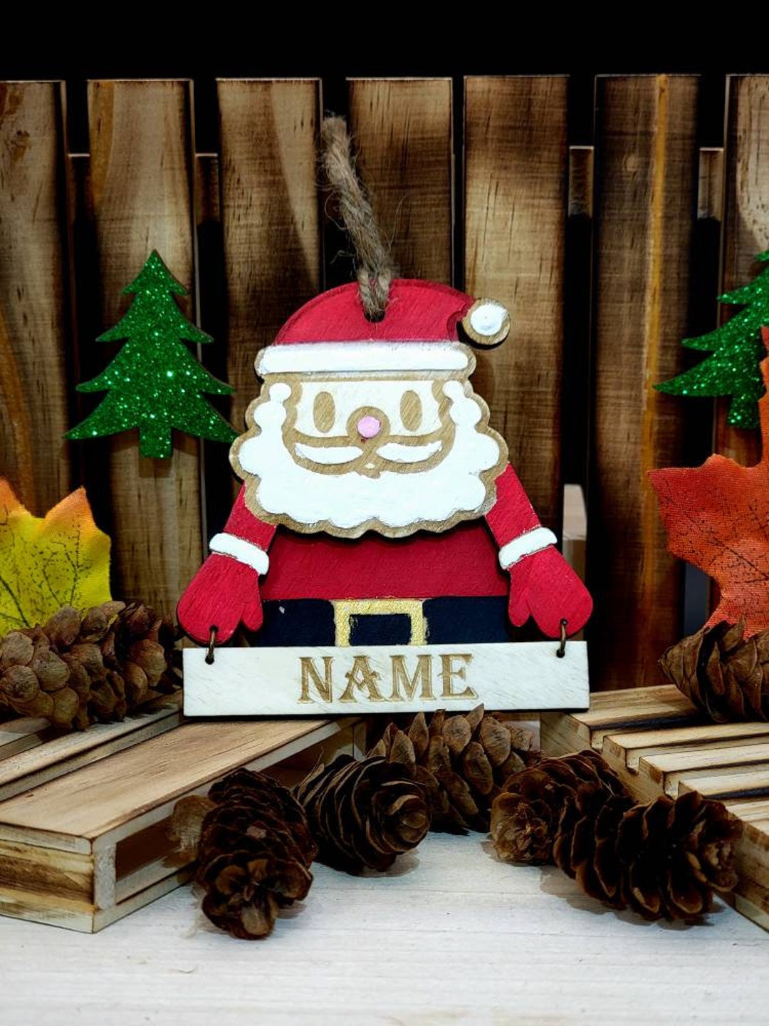 Wooden Santa Christmas Tree Ornaments
