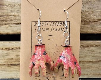 Horror,icon Thing Hand style 3d printed earrings. Hand painted