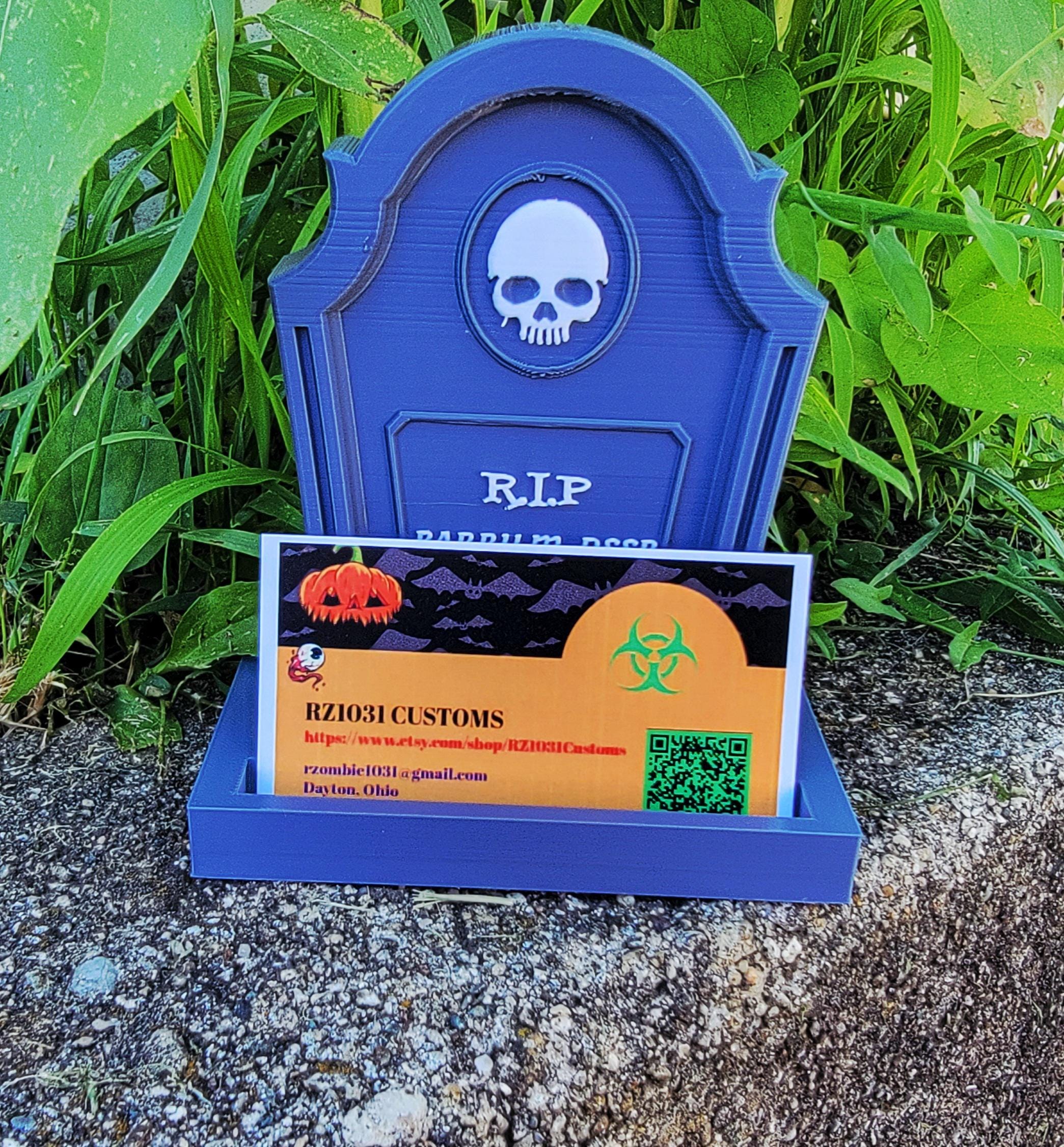 Horror themed Gravestone Business Card Holder.
