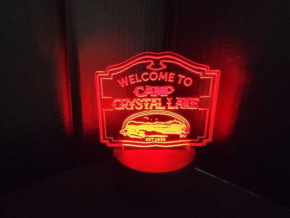 Camp Crystal Lake Style Sign Edge Lit Acrylic 3D | Etsy