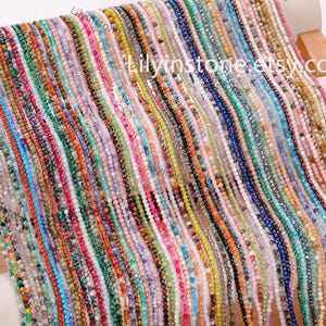 Mini cuentas de cristal facetadas naturales, cuentas sueltas redondas facetadas de piedras preciosas de 2 mm/3 mm/4 mm, diseño de fabricación de joyas DIY para pulseras y collares.