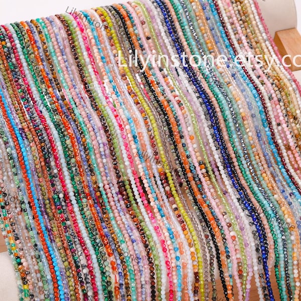 Naturliga fasetterade kristallpärlor, 2 mm/3 mm/4 mm ädelstensfasetterade runda lösa pärlor, gör-det-själv smyckestillverkningsdesign för armband och halsbandspärlor.